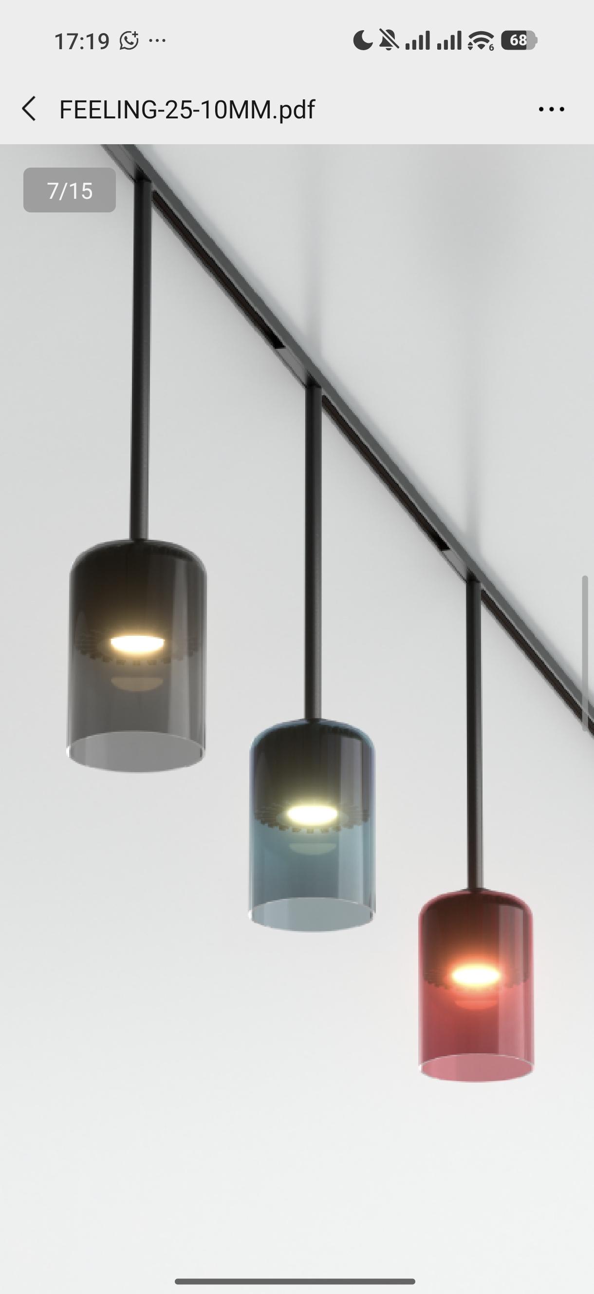 Track-mounted glass pendants