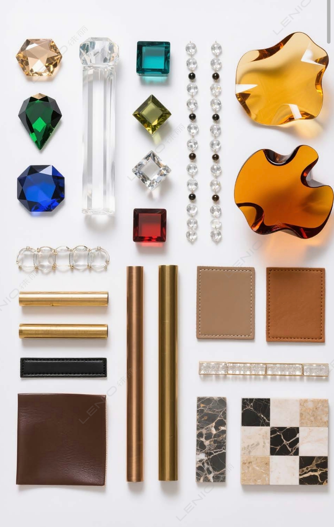Metal and leather finishes